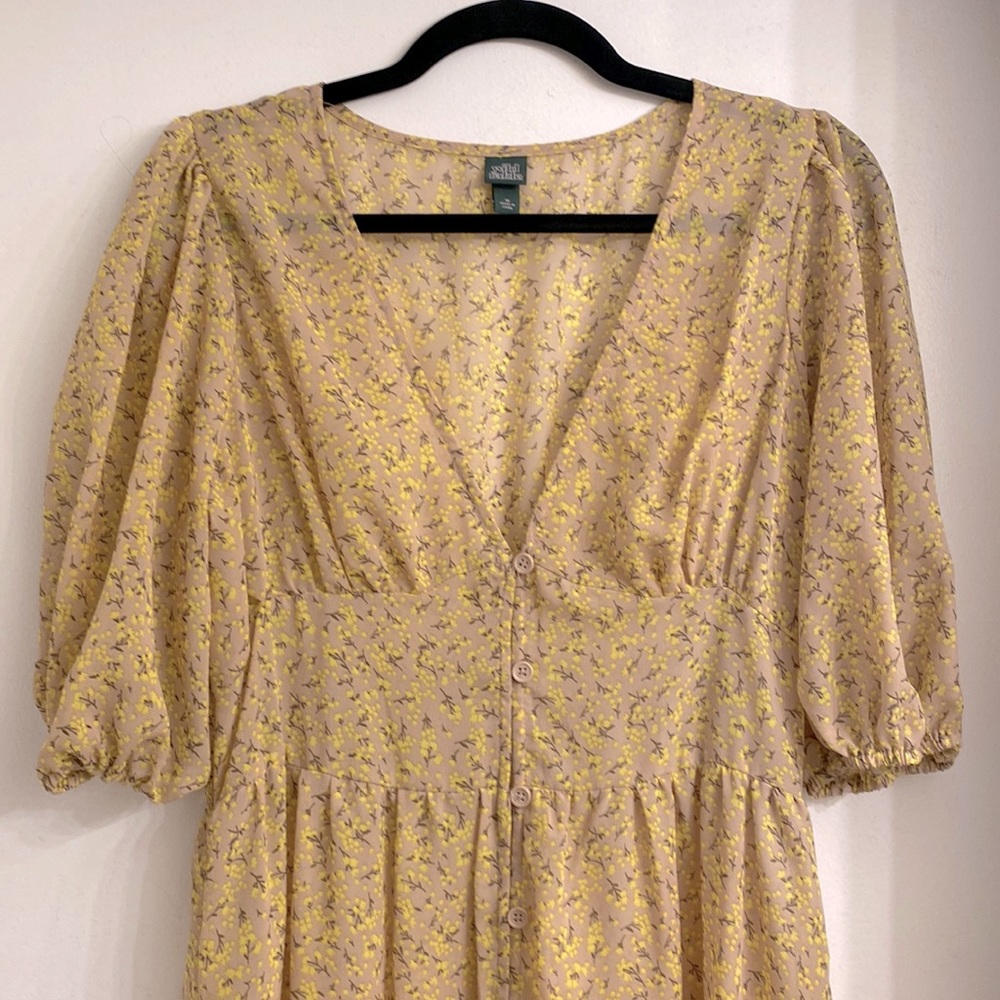 Nude and yellow floral maxi coverup